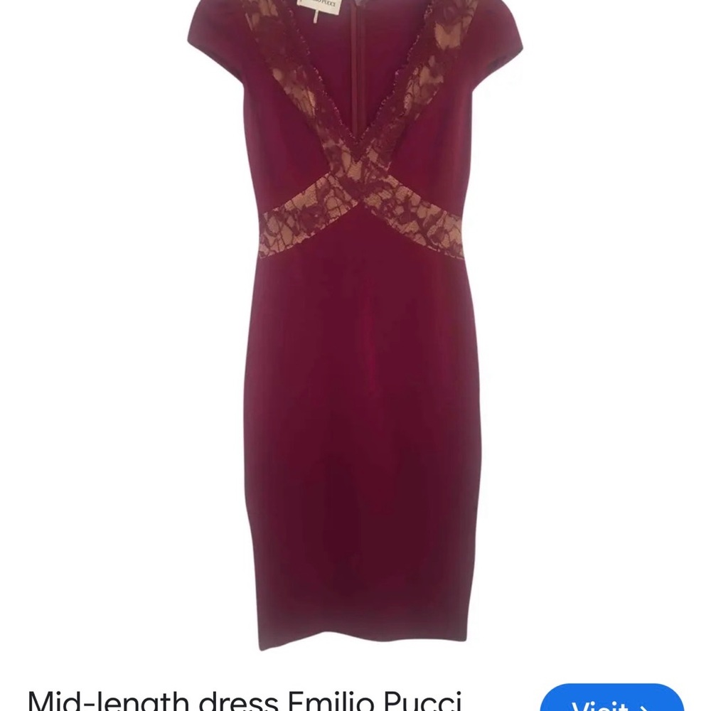 Emilio Pucci Wine Lace-Trim Midi Sheath Dress